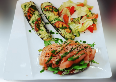 Tartare de légumes avec triangles croustillants et farce de légumes grillés, une création du Restaurant Taillecou Saint-Prex